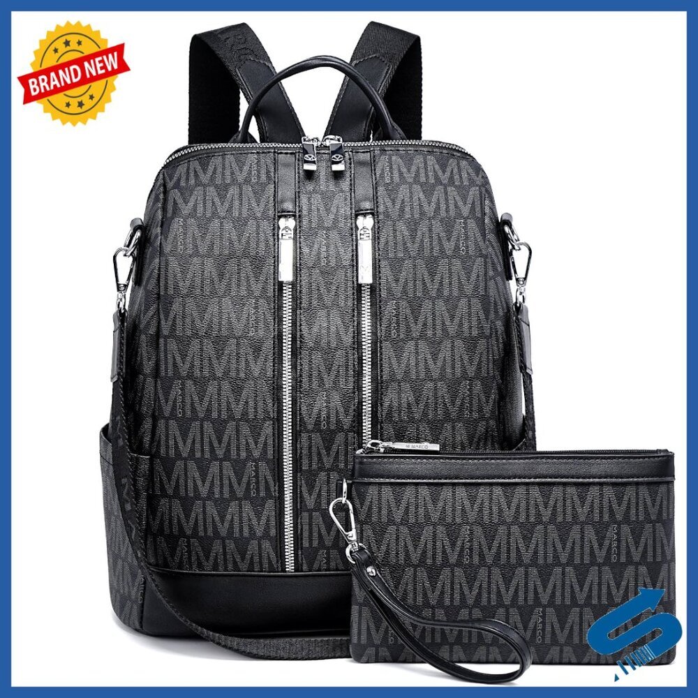 Vegan Leather Convertible Backpack Purse with Wristlet Lightweight Travel Bag